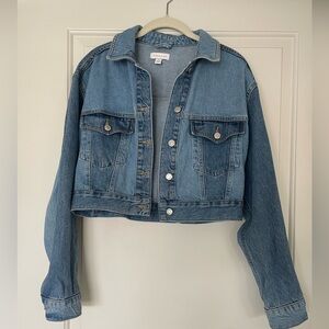 Topshop cropped paneled denim jacket | US 6